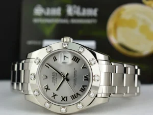 The Masterpiece | Sant Blanc ROLEX Midsize 18kt White Gold Pearlmaster Masterpiece Silver Roman Model 81319