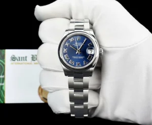 Dress Watches | Sant Blanc ROLEX MidSize Stainless Steel Datejust 31 Blue Roman 2023 with Card Model 278240