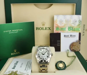 The Masterpiece | Sant Blanc ROLEX Midsize White Gold Pearlmaster Datejust Mother of Pearl Roman Dial Model 81319