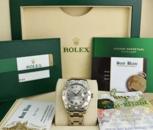 The Masterpiece | Sant Blanc ROLEX Midsize White Gold Pearlmaster Datejust Silver Roman Card Model 81319