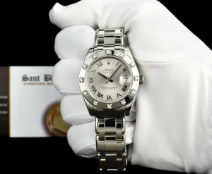 The Masterpiece | Sant Blanc ROLEX Midsize White Gold Pearlmaster Datejust Silver Roman Card Model 81319