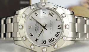 The Masterpiece | Sant Blanc ROLEX Midsize White Gold Pearlmaster Datejust Silver Roman Card Model 81319