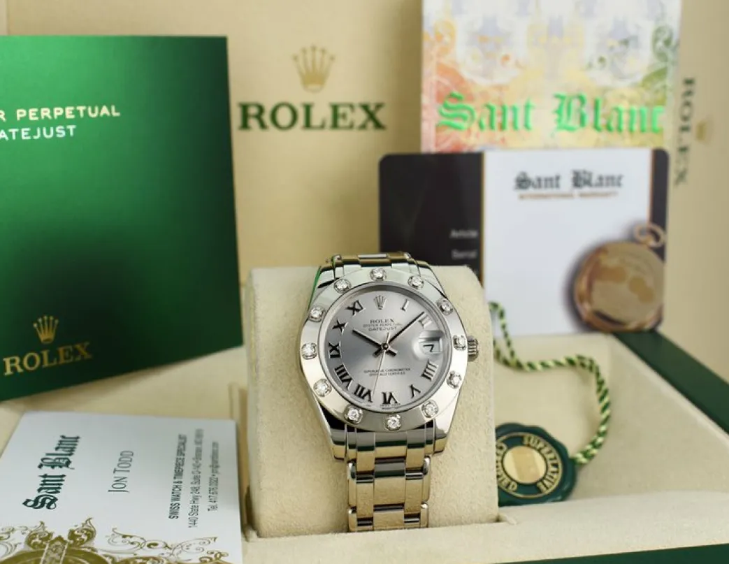 rolex_midsize_white_gold__6.webp The Masterpiece | Sant Blanc ROLEX Midsize White Gold Pearlmaster Datejust Silver Roman Card Model 81319