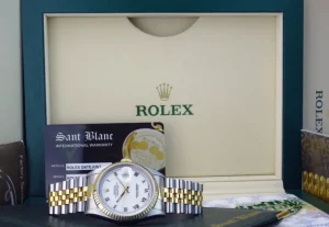 Men's Watches | Dress Watches | Sant Blanc ROLEX 36mm 18kt Gold & Stainless DateJust White Roman Dial Jubilee Band Model 16233