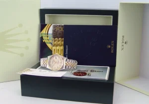 Men's Watches | Dress Watches | Sant Blanc ROLEX 36mm 18kt Gold & Stainless DateJust Ivory Jubilee Arabic Dial Jubilee Band Model 16233