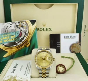 Dress Watches | Sant Blanc ROLEX 36mm 18kt Gold & Stainless Steel DateJust Champagne Stick Dial Model 16013