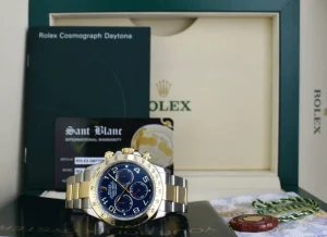 Sports Watches | Racing Professional Watches | Sant Blanc ROLEX 40mm 18kt Gold & Stainless Steel Daytona Blue Arabic "Race" Dial Model 116523