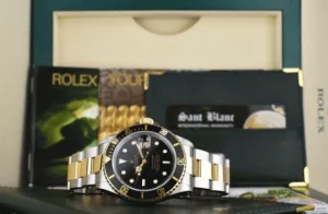 Diving Professional Watches | Men's Watches | Sant Blanc ROLEX 40mm 18kt Gold & Stainless Submariner Black Index Dial SEL Model 16613