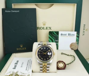 Dress Watches | Sant Blanc ROLEX 36mm 18kt Gold & Stainless Steel DateJust Black Jubilee Roman Dial Model 116233