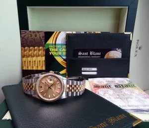 Men's Watches | Dress Watches | Sant Blanc ROLEX 36mm 18kt Gold & Stainless Steel DateJust Champagne Index Dial Model 16233