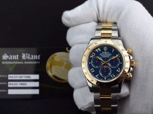Sports Watches | Racing Professional Watches | Sant Blanc ROLEX 40mm 18kt Gold & Stainless Steel Daytona Blue Arabic "Race" Dial Model 116523