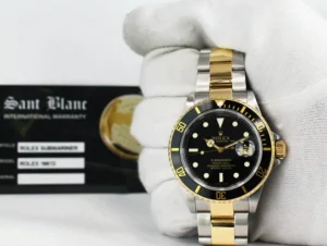 Diving Professional Watches | Men's Watches | Sant Blanc ROLEX 40mm 18kt Gold & Stainless Submariner Black Index Dial SEL Model 16613