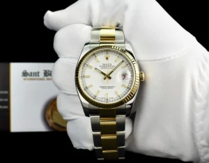 Dress Watches | Sant Blanc ROLEX 36mm 18kt Gold & Stainless Steel Datejust White Index Box Card Model 116233