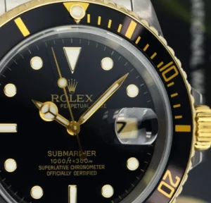Diving Professional Watches | Men's Watches | Sant Blanc ROLEX 40mm 18kt Gold & Stainless Submariner Black Index Dial SEL Model 16613