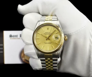 Dress Watches | Sant Blanc ROLEX 36mm 18kt Gold & Stainless Steel DateJust Champagne Stick Dial Model 16013