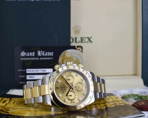 Sports Watches | Racing Professional Watches | Sant Blanc ROLEX 40mm 18kt Gold & Stainless Steel Daytona Champagne Diamond Dial Model 116523