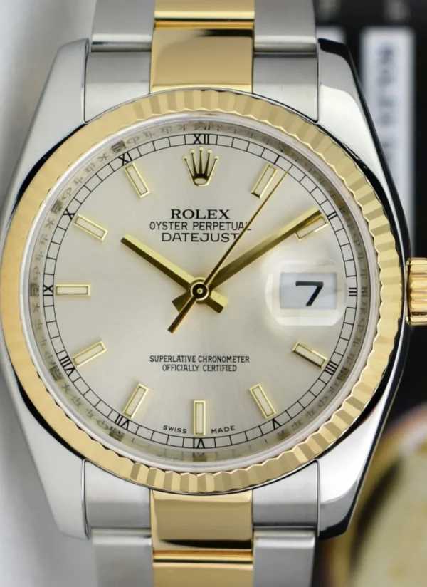 Dress Watches | Sant Blanc ROLEX 36mm 18kt Gold & Stainless Steel Datejust 36 Silver Index Dial Model 116233