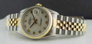 Men's Watches | Dress Watches | Sant Blanc ROLEX 36mm 18kt Gold & Stainless DateJust Ivory Jubilee Arabic Dial Jubilee Band Model 16233