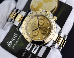 Sports Watches | Racing Professional Watches | Sant Blanc ROLEX 40mm 18kt Gold & Stainless Steel Daytona Champagne Diamond Dial Model 116523