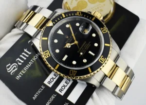 Diving Professional Watches | Men's Watches | Sant Blanc ROLEX 40mm 18kt Gold & Stainless Submariner Black Index Dial SEL Model 16613