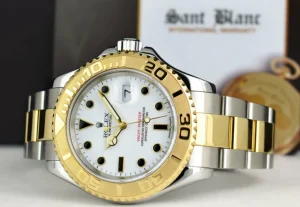Yachting Professional Watches | Men's Watches | Sant Blanc ROLEX 40mm 18kt Gold & Stainless Steel YachtMaster White Index Dial Model 16623