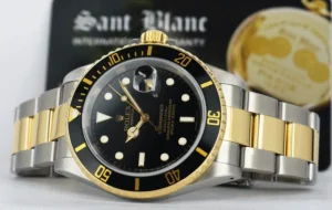 Diving Professional Watches | Men's Watches | Sant Blanc ROLEX 40mm 18kt Gold & Stainless Submariner Black Index Dial SEL Model 16613