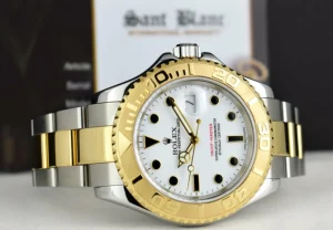 Yachting Professional Watches | Men's Watches | Sant Blanc ROLEX 40mm 18kt Gold & Stainless Steel YachtMaster White Index Dial Model 16623