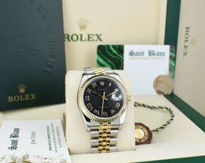 Dress Watches | Sant Blanc ROLEX 36mm 18kt Gold & Stainless Steel DateJust Black Jubilee Roman Dial Model 116233