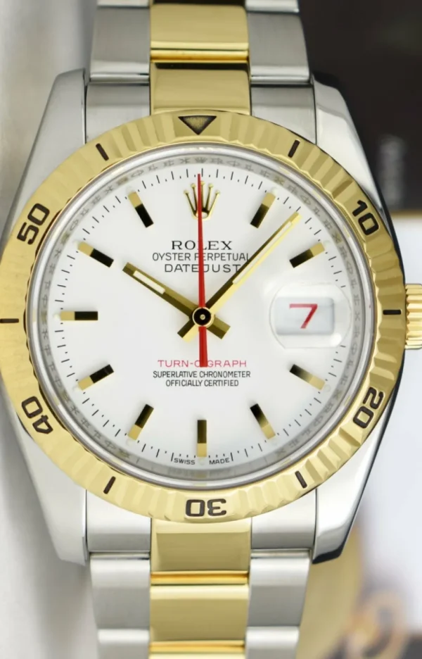 Men's Watches | Dress Watches | Sant Blanc ROLEX 36mm 18kt Gold & Stainless Steel Turn-O-Graph Datejust White Dial Model 116263