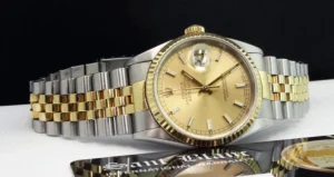 Men's Watches | Dress Watches | Sant Blanc ROLEX 36mm 18kt Gold & Stainless Steel DateJust Champagne Index Dial Model 16233