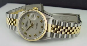 Men's Watches | Dress Watches | Sant Blanc ROLEX 36mm 18kt Gold & Stainless DateJust Ivory Jubilee Arabic Dial Jubilee Band Model 16233