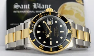 Diving Professional Watches | Men's Watches | Sant Blanc ROLEX 40mm 18kt Gold & Stainless Submariner Black Index Dial SEL Model 16613