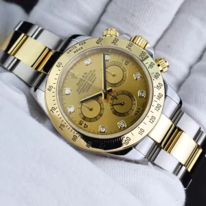 Sports Watches | Racing Professional Watches | Sant Blanc ROLEX 40mm 18kt Gold & Stainless Steel Daytona Champagne Diamond Dial Model 116523