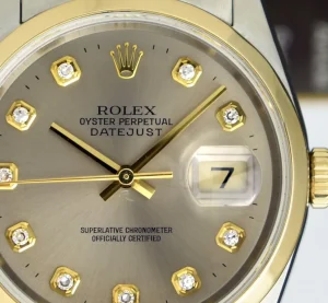 Men's Watches | Dress Watches | Sant Blanc ROLEX 36mm 18kt Gold & Stainless Steel DateJust Rhodium Diamond Dial Jubilee Band Model 16203