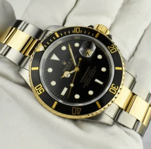 Diving Professional Watches | Men's Watches | Sant Blanc ROLEX 40mm 18kt Gold & Stainless Submariner Black Index Dial SEL Model 16613
