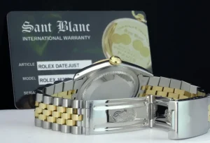 Men's Watches | Dress Watches | Sant Blanc ROLEX 36mm 18kt Gold & Stainless DateJust Ivory Pyramid Roman Dial Jubilee Band Model 16233