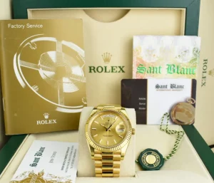 Men's Watches | President Dress Watches | Sant Blanc ROLEX 40mm 18kt Gold Day Date 40 President Champagne Index Dial Model 228238