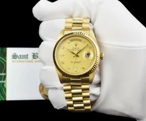 President Dress Watches | Sant Blanc ROLEX 36mm 18kt Gold Day Date President Champagne Diamond Dial Model 18038