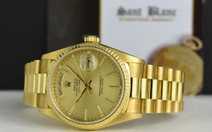 President Dress Watches | Dress Watches | Sant Blanc ROLEX 36mm 18kt Gold Day Date President Champagne Tapestry Dial Model 18038