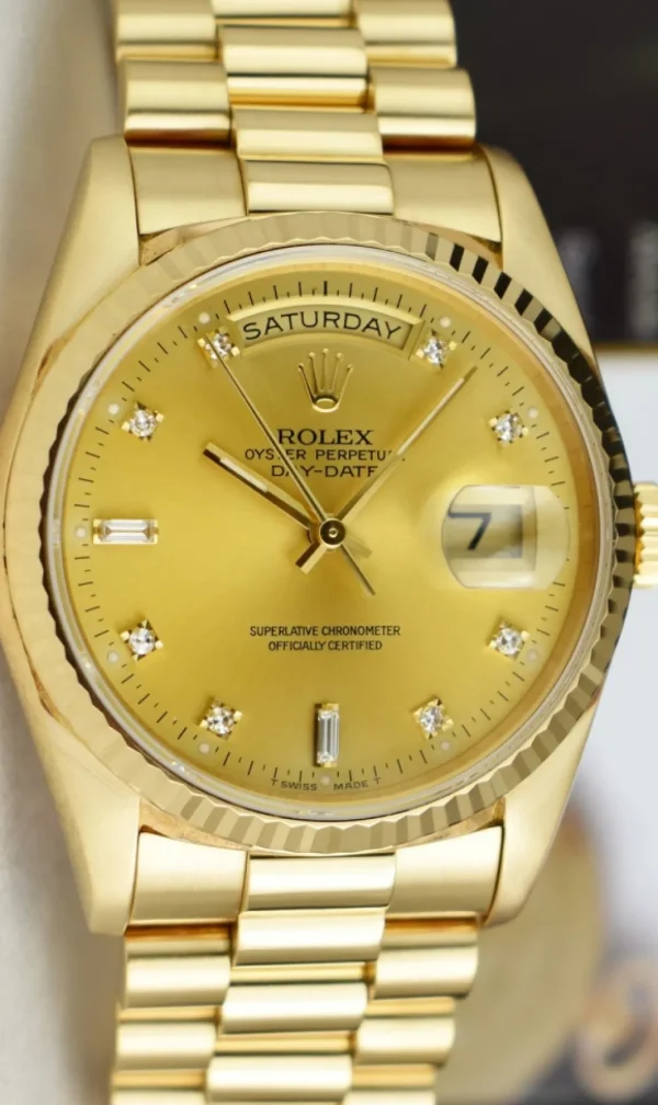 President Dress Watches | Sant Blanc ROLEX 36mm 18kt Gold Day Date President Champagne Diamond Model 18238