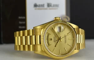 President Dress Watches | Dress Watches | Sant Blanc ROLEX 36mm 18kt Gold Day Date President Champagne Tapestry Dial Model 18038