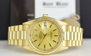 Men's Watches | President Dress Watches | Sant Blanc ROLEX 36mm 18kt Gold Day Date President Champagne Stick Dial Model 18238