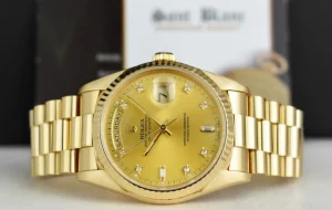 President Dress Watches | Sant Blanc ROLEX 36mm 18kt Gold Day Date President Champagne Diamond Model 18238