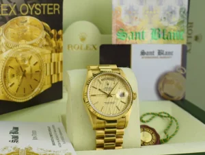 President Dress Watches | Dress Watches | Sant Blanc ROLEX 36mm 18kt Gold Day Date President Champagne Tapestry Dial Model 18038