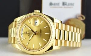 Men's Watches | President Dress Watches | Sant Blanc ROLEX 40mm 18kt Gold Day Date 40 President Champagne Index Dial Model 228238