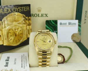 President Dress Watches | Sant Blanc ROLEX 36mm 18kt Gold Day Date President Champagne Diamond Dial Model 18038