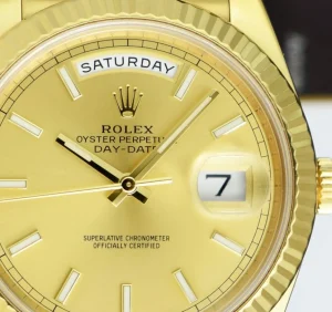 Men's Watches | President Dress Watches | Sant Blanc ROLEX 40mm 18kt Gold Day Date 40 President Champagne Index Dial Model 228238