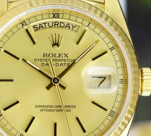 Men's Watches | President Dress Watches | Sant Blanc ROLEX 36mm 18kt Gold Day Date President Champagne Stick Dial Model 18038