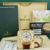 Racing Professional Watches | Sant Blanc ROLEX 40mm 18kt Gold Daytona White Arabic Dial Brown Strap Model 116518