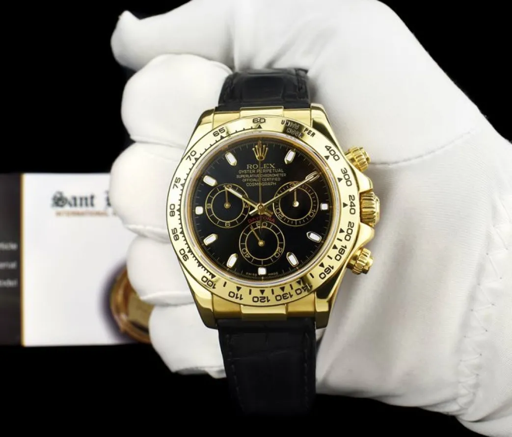 rolex_mm_kt_gold_daytona__1-2.webp Racing Professional Watches | Sant Blanc ROLEX 40mm 18kt Gold DAYTONA Black Strap Black Index 116518